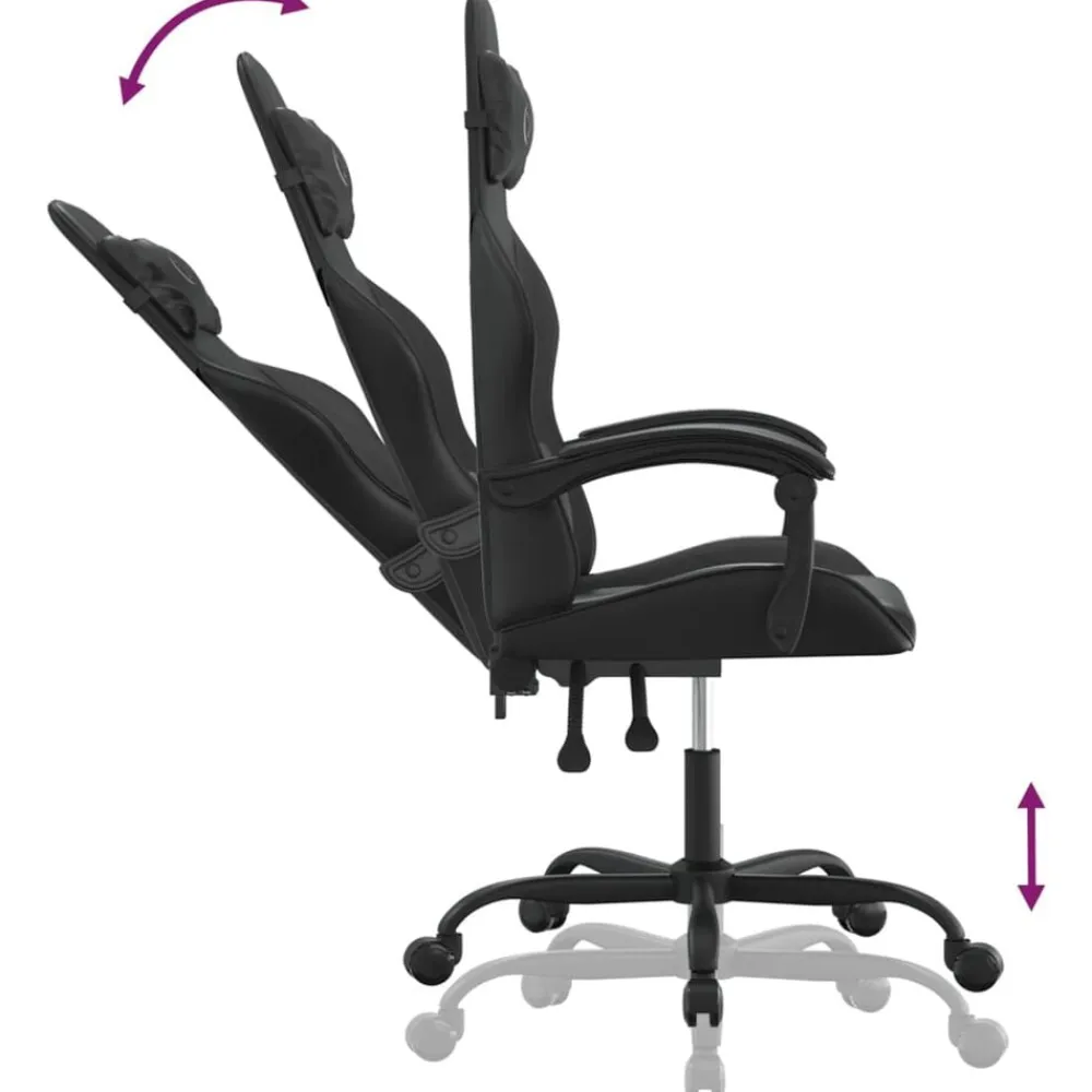 vidaXL Silla gaming cuero sintético Negro New