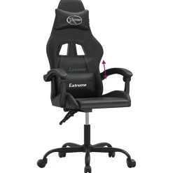 vidaXL Silla gaming cuero sintético Negro New