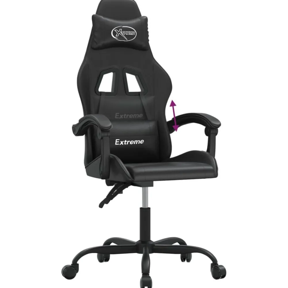 vidaXL Silla gaming cuero sintético Negro New
