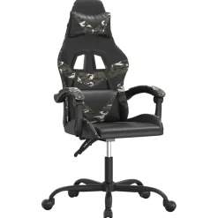 vidaXL Silla gaming cuero sintético Negro y camuflaje Discount