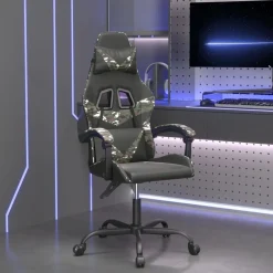 vidaXL Silla gaming cuero sintético Negro y camuflaje Discount