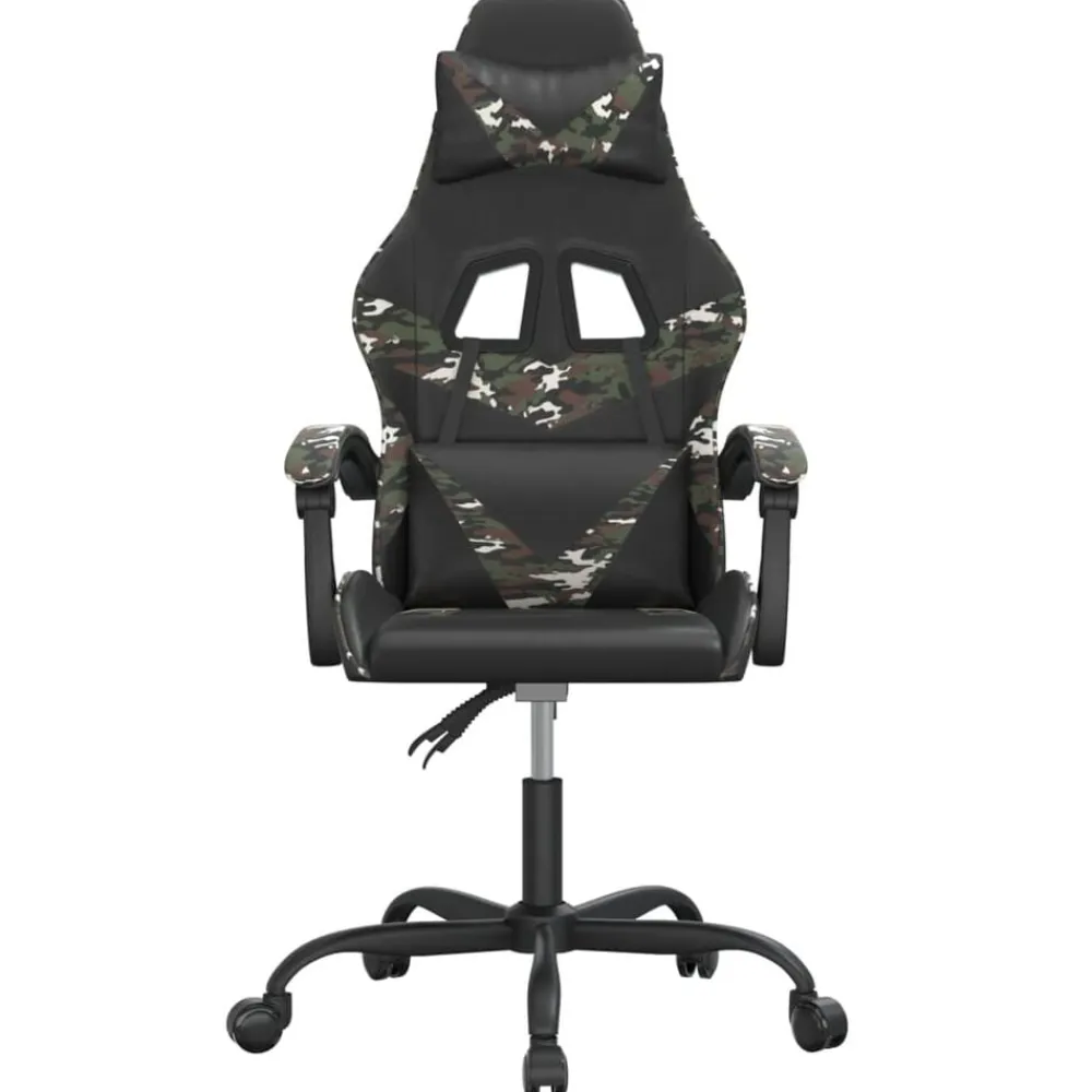 vidaXL Silla gaming cuero sintético Negro y camuflaje Discount