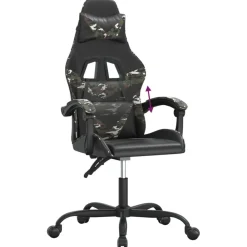 vidaXL Silla gaming cuero sintético Negro y camuflaje Discount