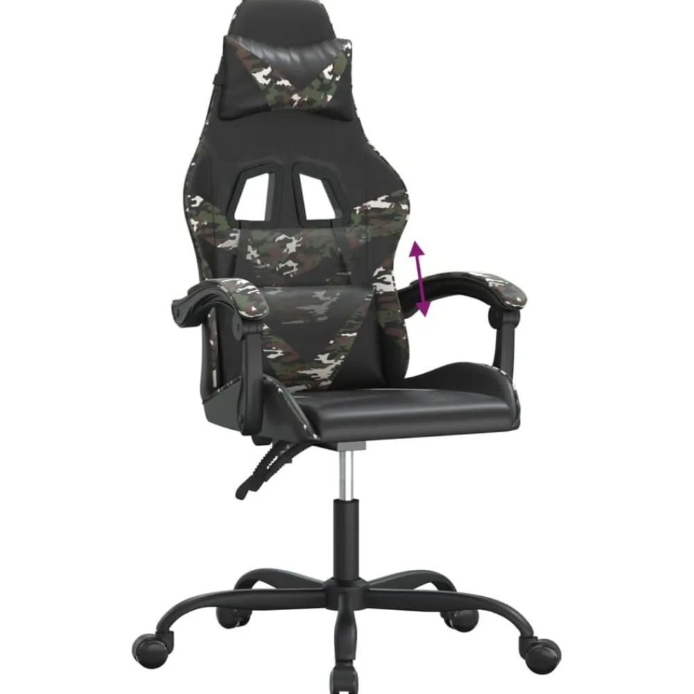 vidaXL Silla gaming cuero sintético Negro y camuflaje Discount