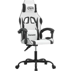 vidaXL Silla gaming cuero sintético Blanco y negro Best