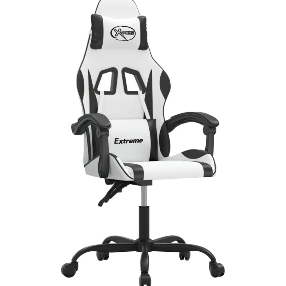 vidaXL Silla gaming cuero sintético Blanco y negro Best