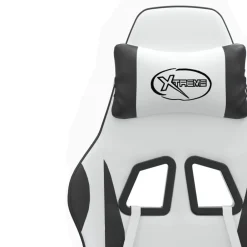 vidaXL Silla gaming cuero sintético Blanco y negro Best