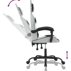vidaXL Silla gaming cuero sintético Blanco y negro Best