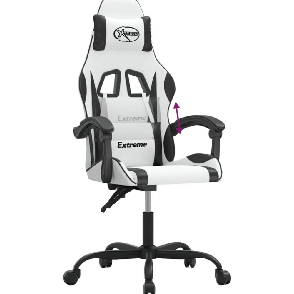 vidaXL Silla gaming cuero sintético Blanco y negro Best