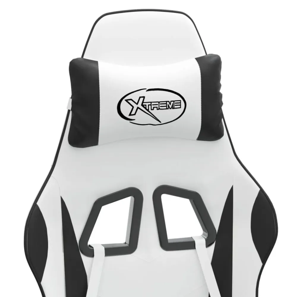 vidaXL Silla gaming cuero sintético Blanco y negro Best