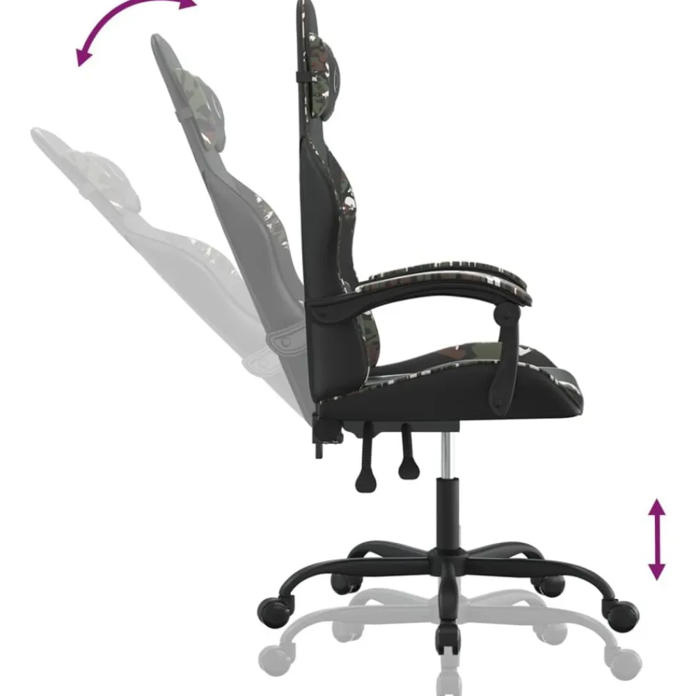 vidaXL Silla gaming cuero sintético Negro y camuflaje Hot