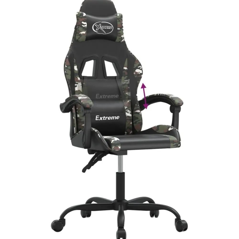 vidaXL Silla gaming cuero sintético Negro y camuflaje Hot