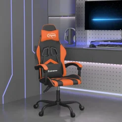 vidaXL Silla gaming cuero sintético Negro y naranja Sale