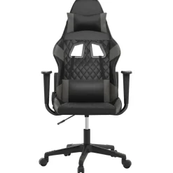 vidaXL Silla gaming cuero sintético Negro y gris Outlet