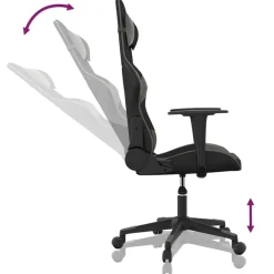 vidaXL Silla gaming cuero sintético Negro y gris Outlet