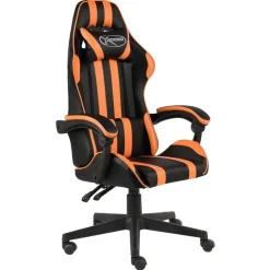 vidaXL Silla gaming de cuero sintético negro y Naranja Clearance