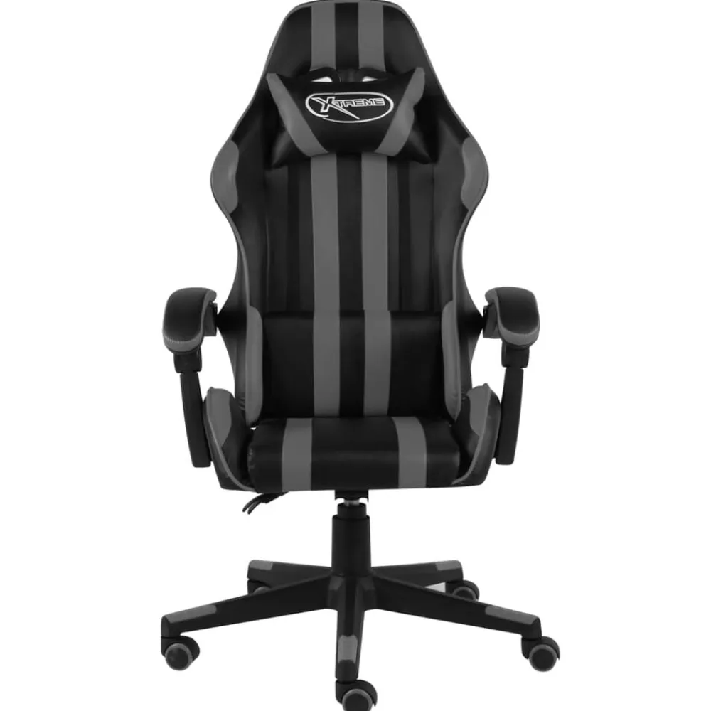 vidaXL Silla gaming de cuero sintético negro y Gris Hot