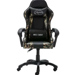 vidaXL Mobiliario De Oficina-Silla gaming de cuero sintético negro y camuflaje