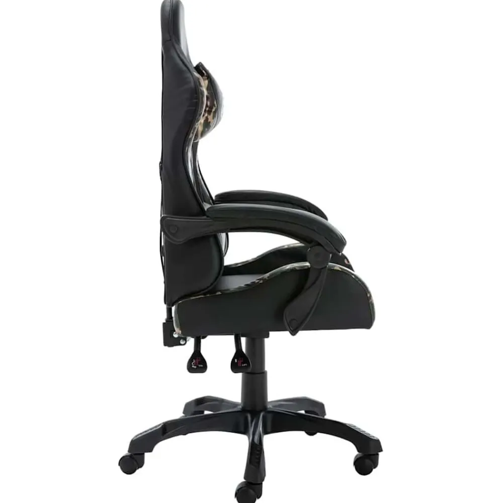 vidaXL Mobiliario De Oficina-Silla gaming de cuero sintético negro y camuflaje