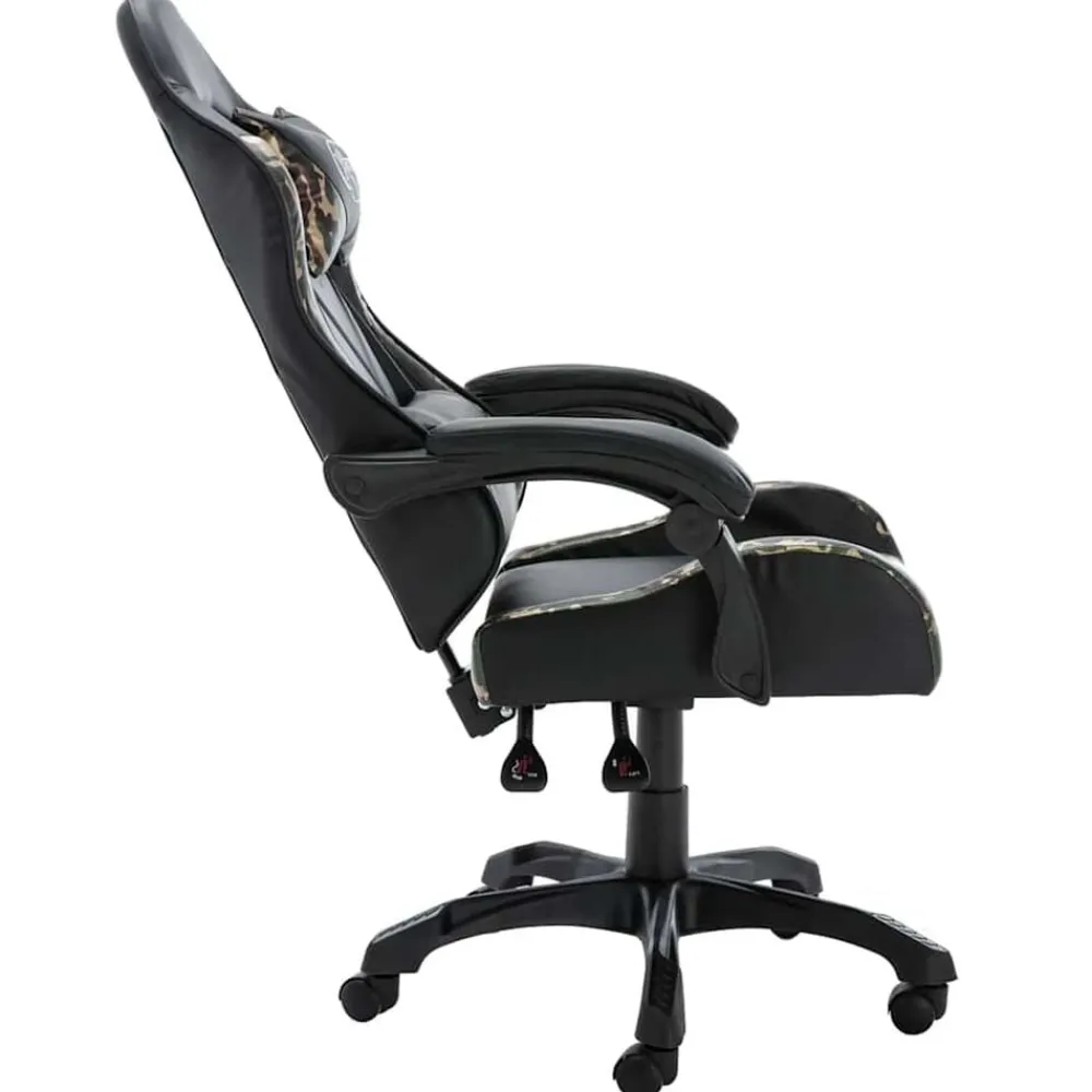 vidaXL Mobiliario De Oficina-Silla gaming de cuero sintético negro y camuflaje