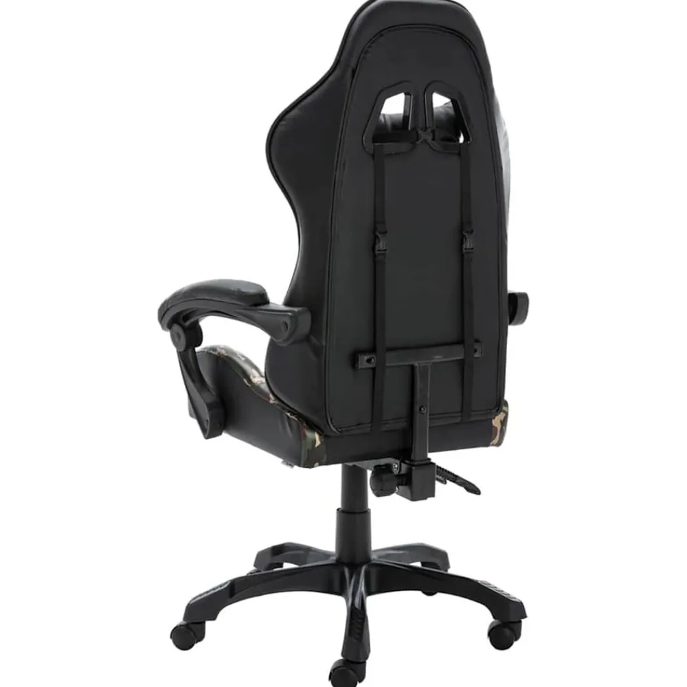 vidaXL Mobiliario De Oficina-Silla gaming de cuero sintético negro y camuflaje