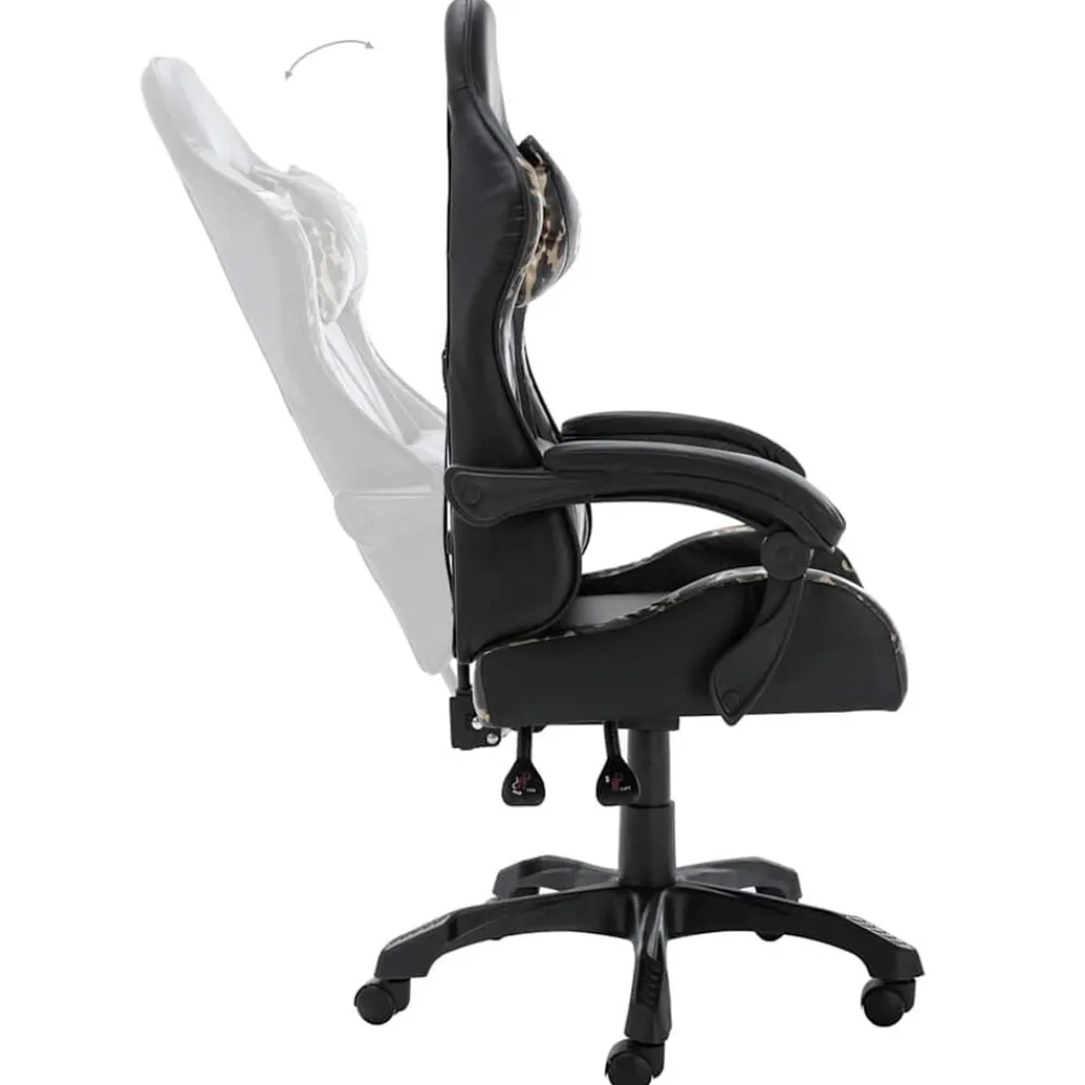 vidaXL Mobiliario De Oficina-Silla gaming de cuero sintético negro y camuflaje