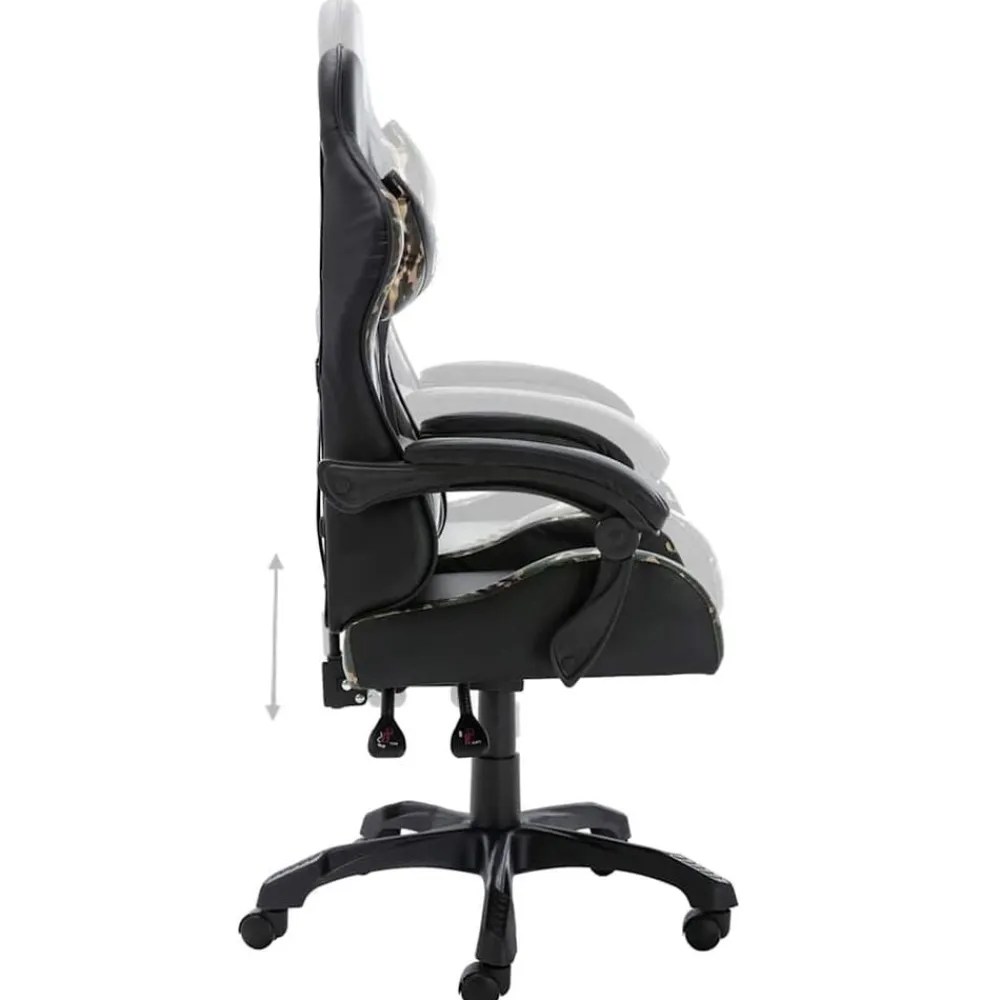 vidaXL Mobiliario De Oficina-Silla gaming de cuero sintético negro y camuflaje