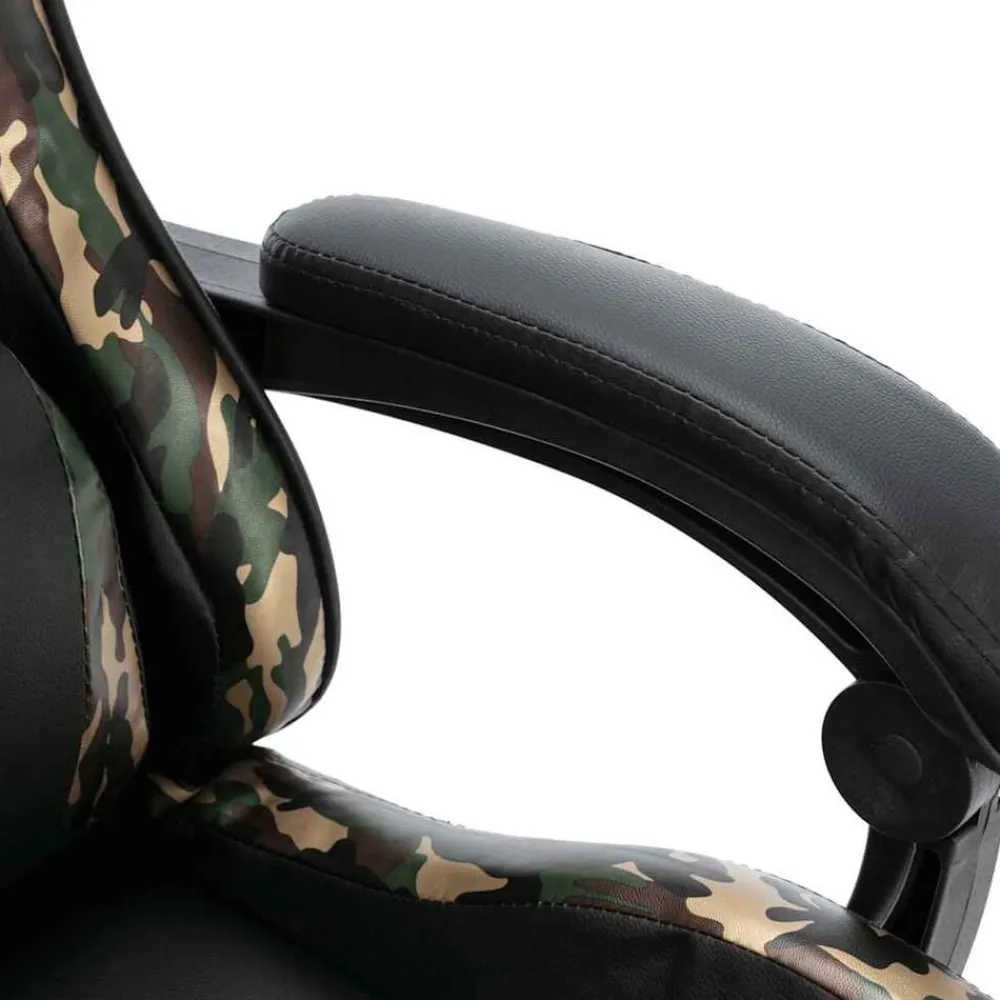 vidaXL Mobiliario De Oficina-Silla gaming de cuero sintético negro y camuflaje