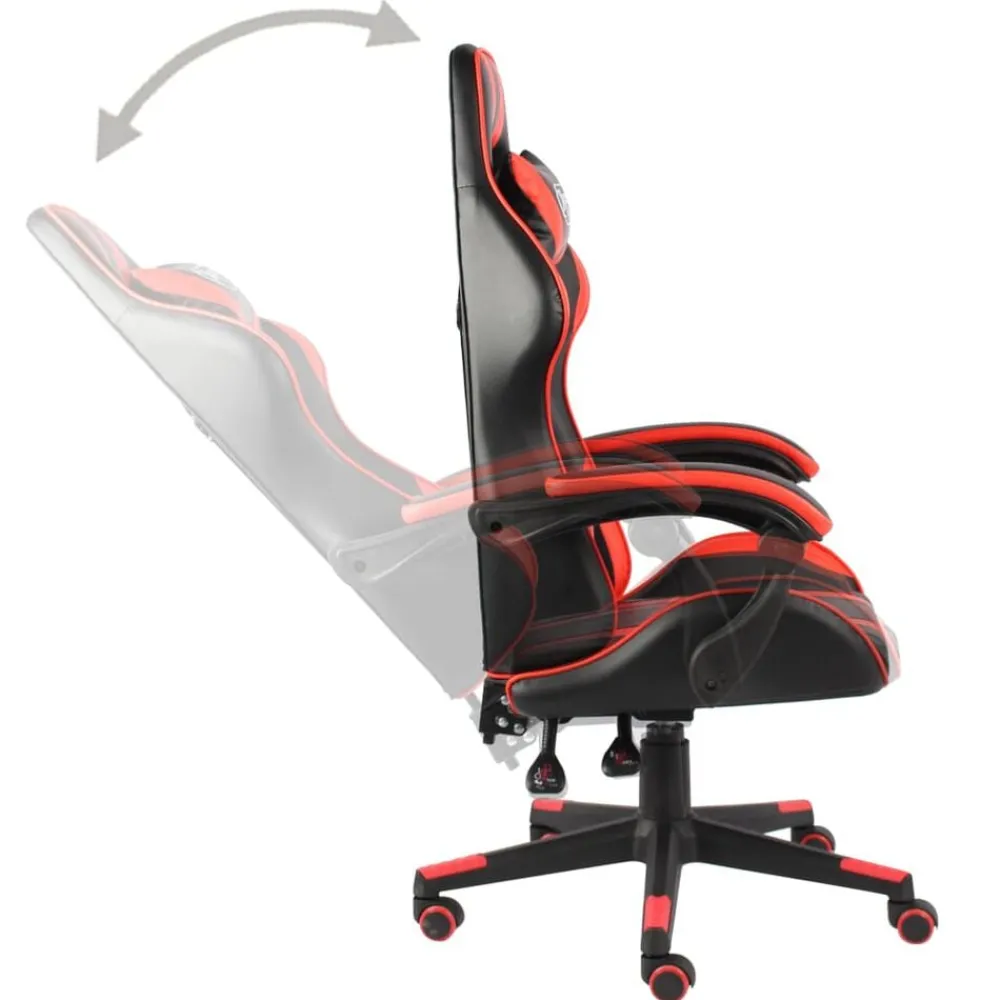 vidaXL Silla gaming de cuero sintético negro y Rojo Clearance