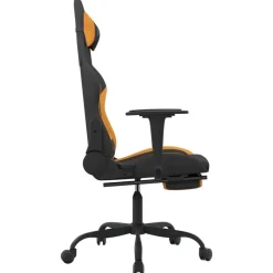 vidaXL Sillas-Silla gaming de masaje con reposapiés tela negro y naranja