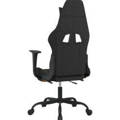 vidaXL Sillas-Silla gaming de masaje con reposapiés tela negro y naranja