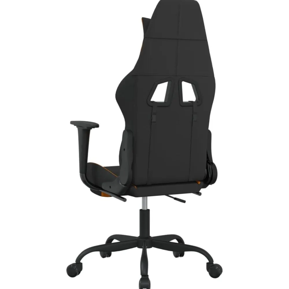 vidaXL Sillas-Silla gaming de masaje con reposapiés tela negro y naranja
