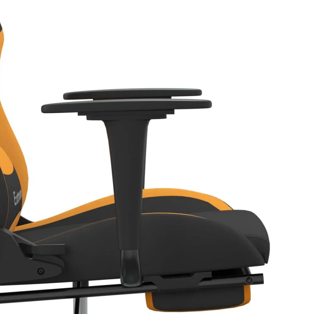 vidaXL Sillas-Silla gaming de masaje con reposapiés tela negro y naranja