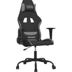 vidaXL Sillas-Silla gaming de masaje tela y negro