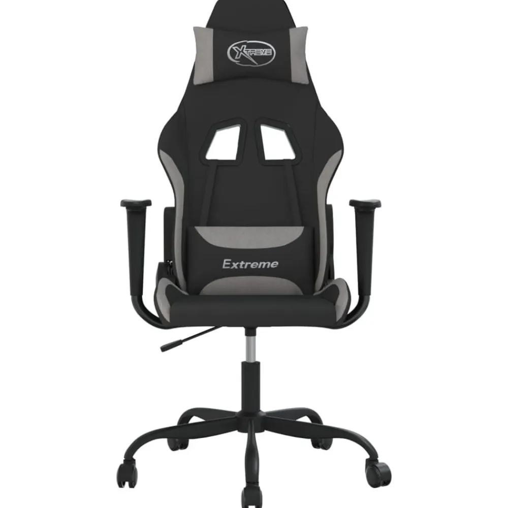 vidaXL Sillas-Silla gaming de masaje tela y negro