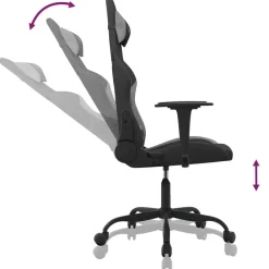 vidaXL Sillas-Silla gaming de masaje tela y negro