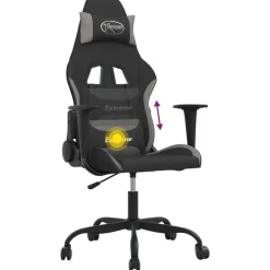 vidaXL Sillas-Silla gaming de masaje tela y negro