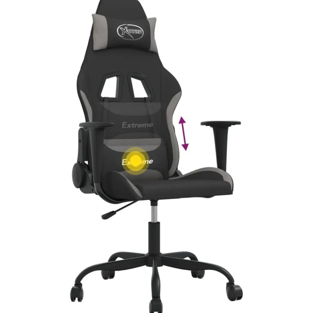 vidaXL Sillas-Silla gaming de masaje tela y negro