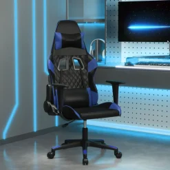 vidaXL Sillas-Silla gaming de masaje cuero sintético