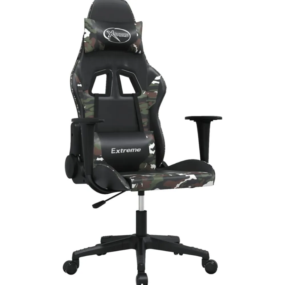 vidaXL Silla gaming de masaje cuero sintético Negro y camuflaje Sale