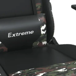 vidaXL Silla gaming de masaje cuero sintético Negro y camuflaje Sale