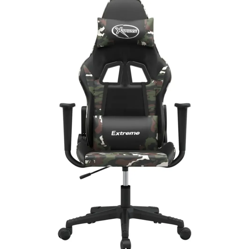 vidaXL Silla gaming de masaje cuero sintético Negro y camuflaje Sale