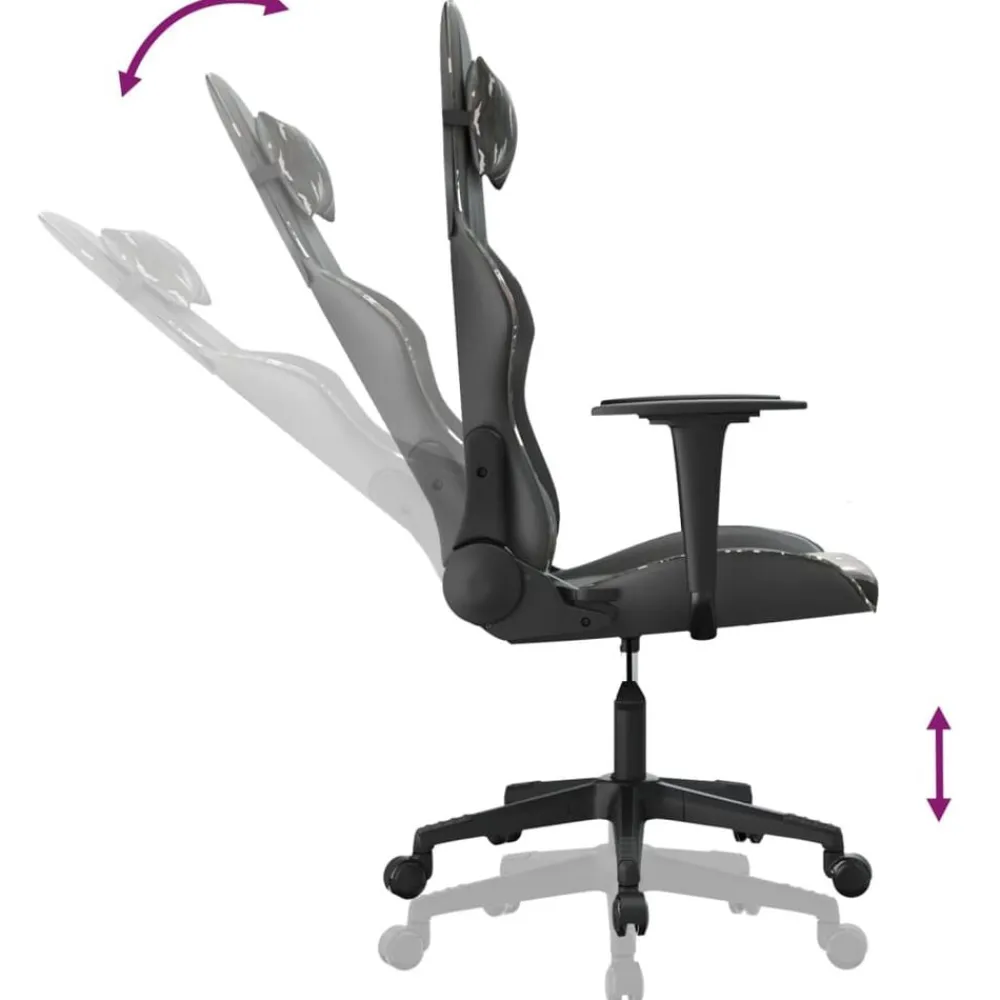 vidaXL Silla gaming de masaje cuero sintético Negro y camuflaje Sale