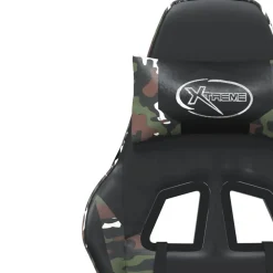 vidaXL Silla gaming de masaje cuero sintético Negro y camuflaje Sale