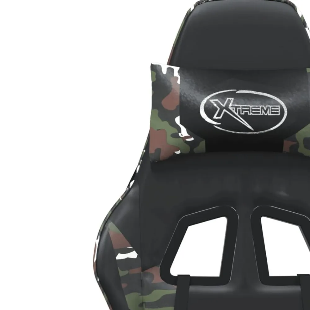 vidaXL Silla gaming de masaje cuero sintético Negro y camuflaje Sale