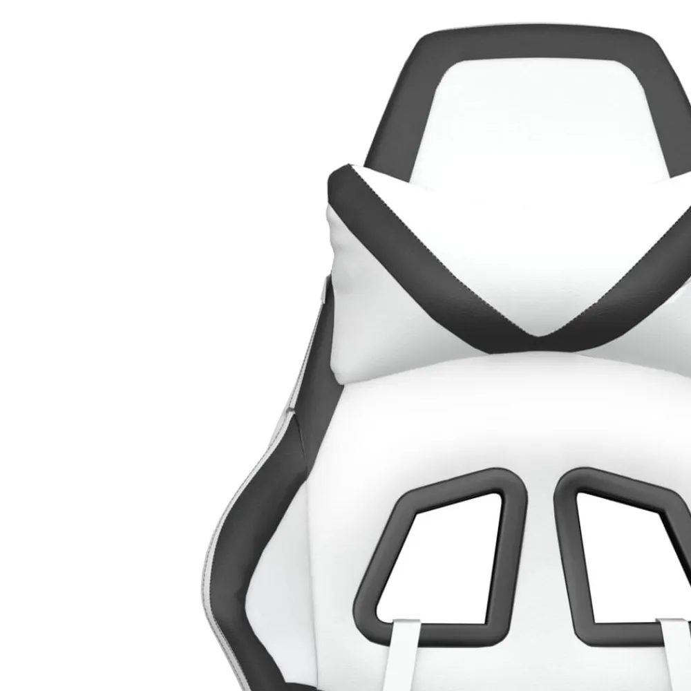 vidaXL Silla gaming de masaje cuero sintético Blanco y negro Sale