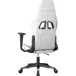 vidaXL Silla gaming de masaje cuero sintético Blanco y negro Sale