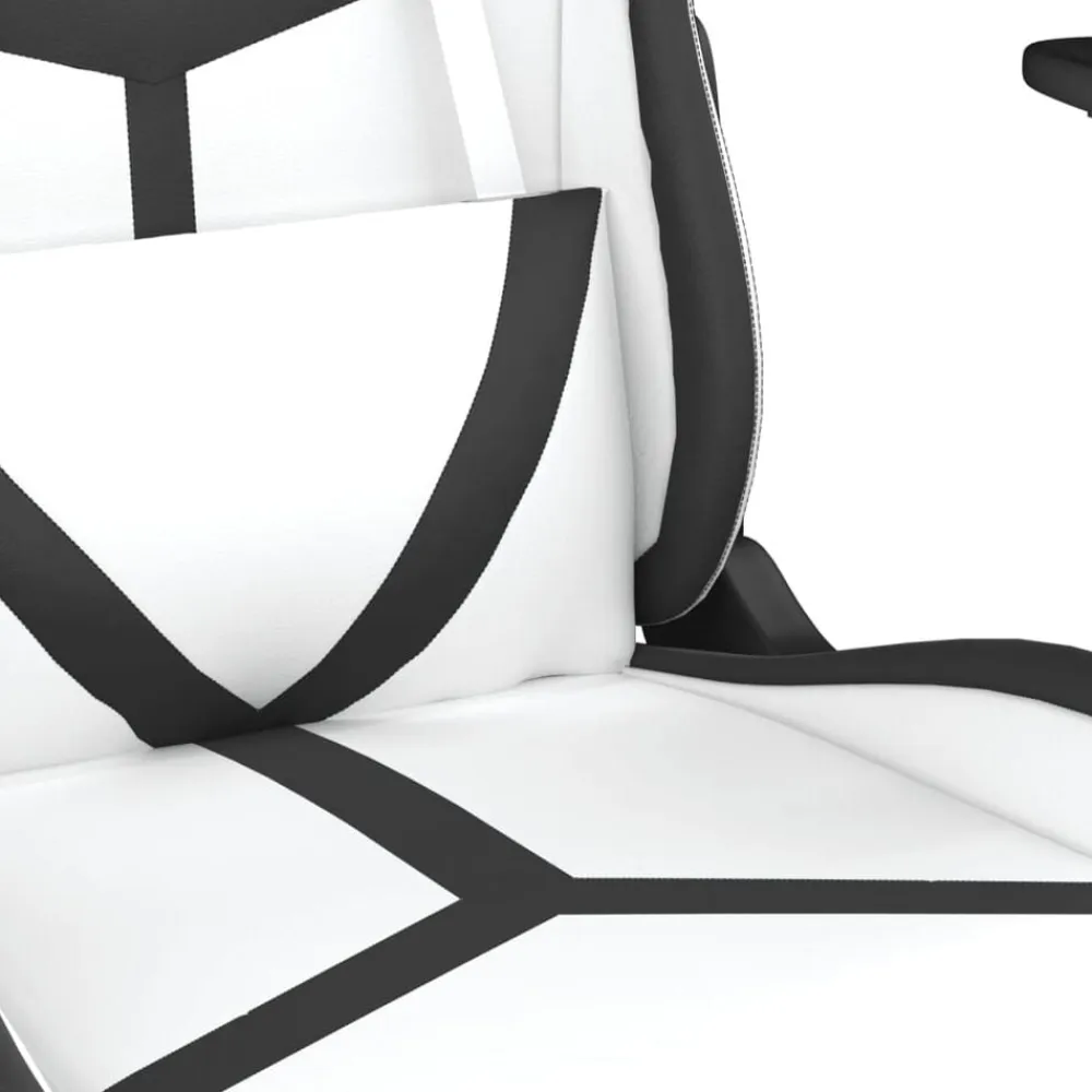 vidaXL Silla gaming de masaje cuero sintético Blanco y negro Sale