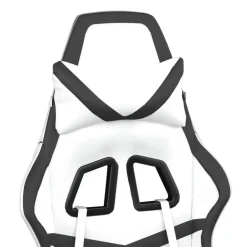 vidaXL Silla gaming de masaje cuero sintético Blanco y negro Sale