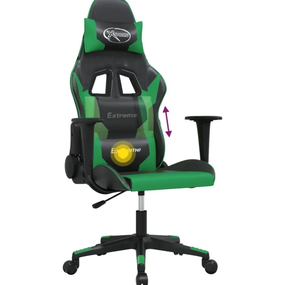 vidaXL Sillas-Silla gaming de masaje cuero sintético